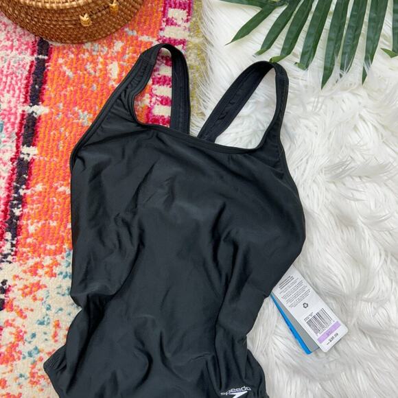 NEW Speedo Black One Piece Swimsuit 6 - Picture 3 of 5